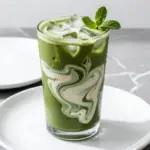 creamy iced matcha latte - featured image