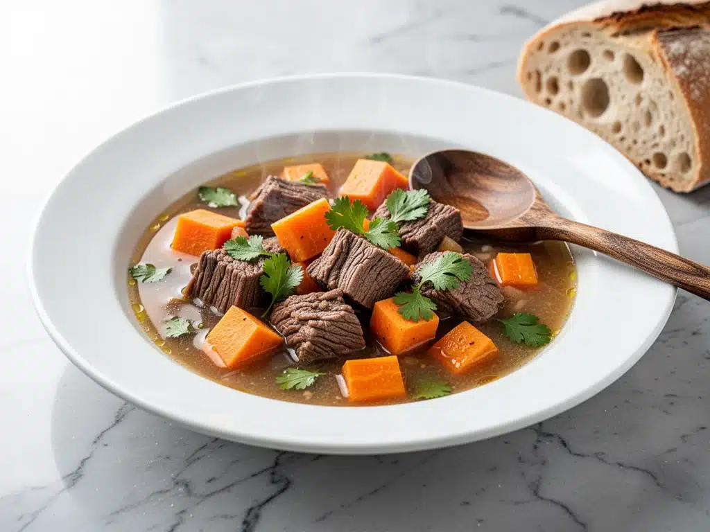 Paleo Slow Cooker Beef and Sweet Potato Stew - featured image
