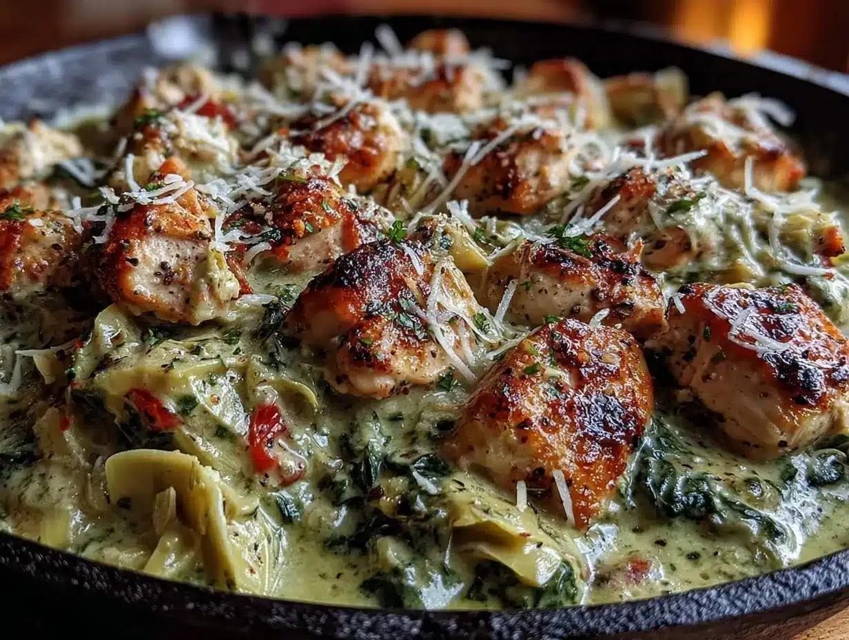 Creamy Spinach Artichoke Chicken Skillet: 20-Min Meal 4 creamy spinach artichoke chicken skillet preparation steps