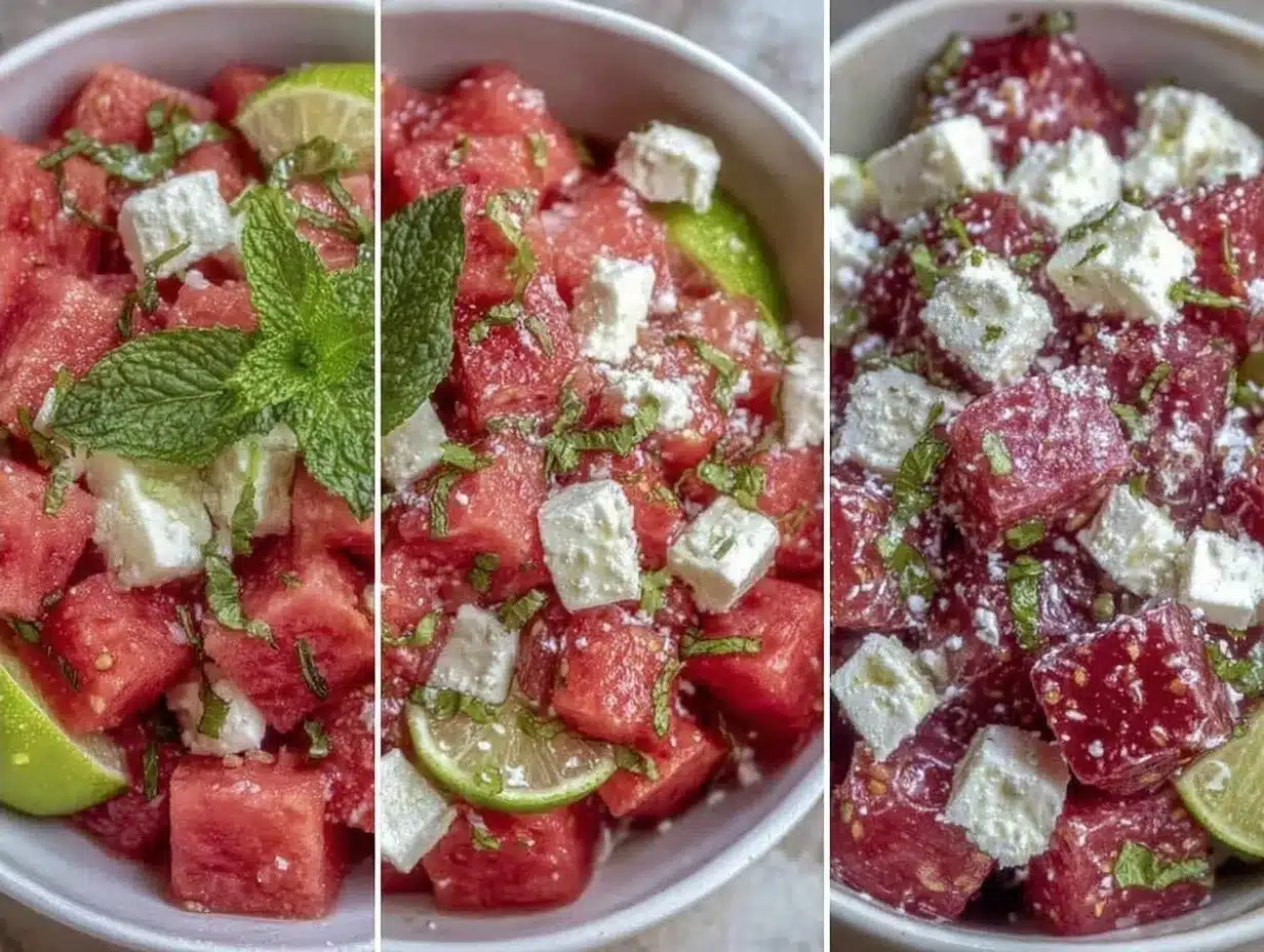 Easy Watermelon Feta Salad: 5-Min Refreshing Summer Recipe 3 easy watermelon feta salad preparation steps