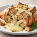 flaky croissant bread pudding - featured image
