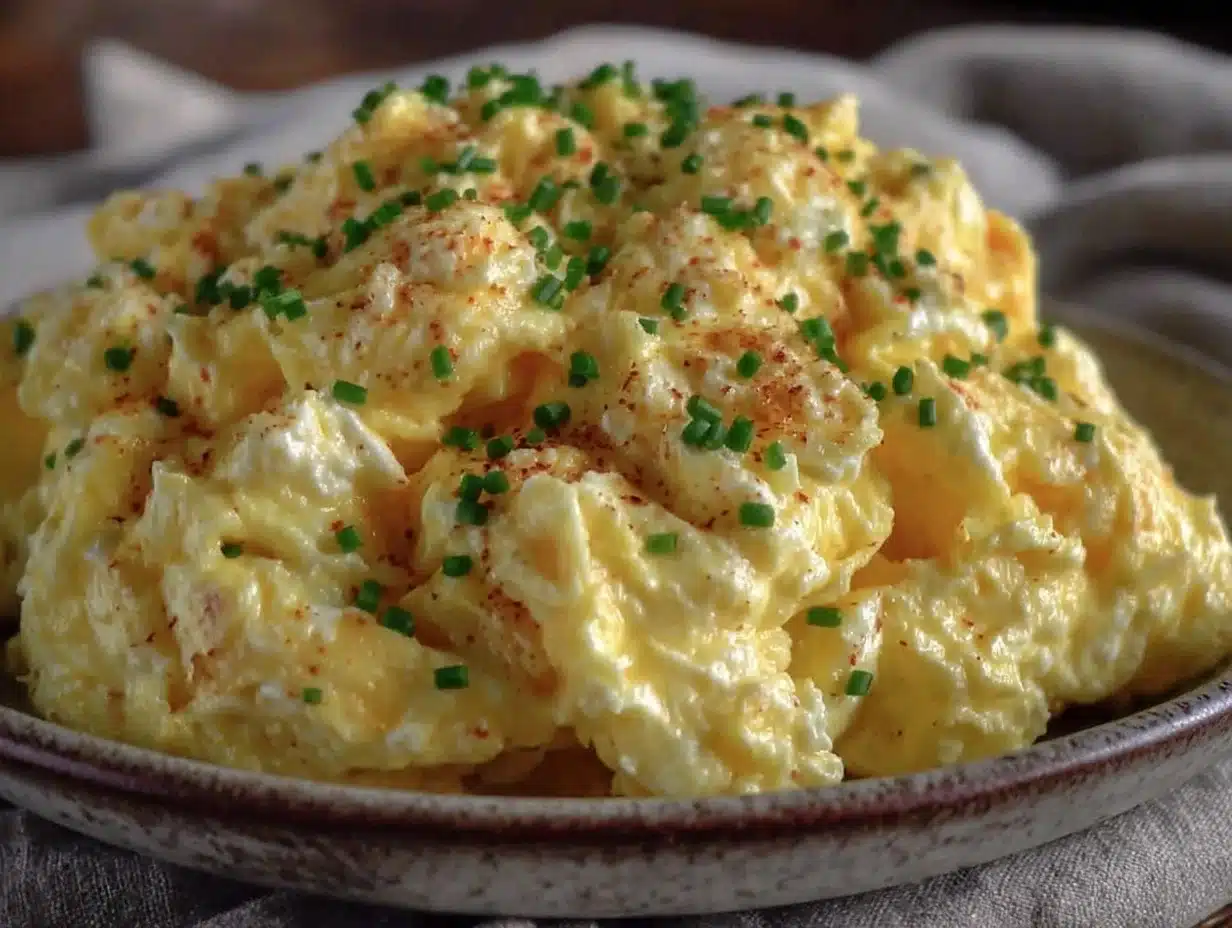 Home 8 fluffy cottage cheese scrambled eggs - featured image