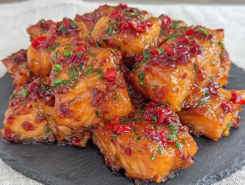 Grilled Honey Sriracha Salmon Bites - featured image