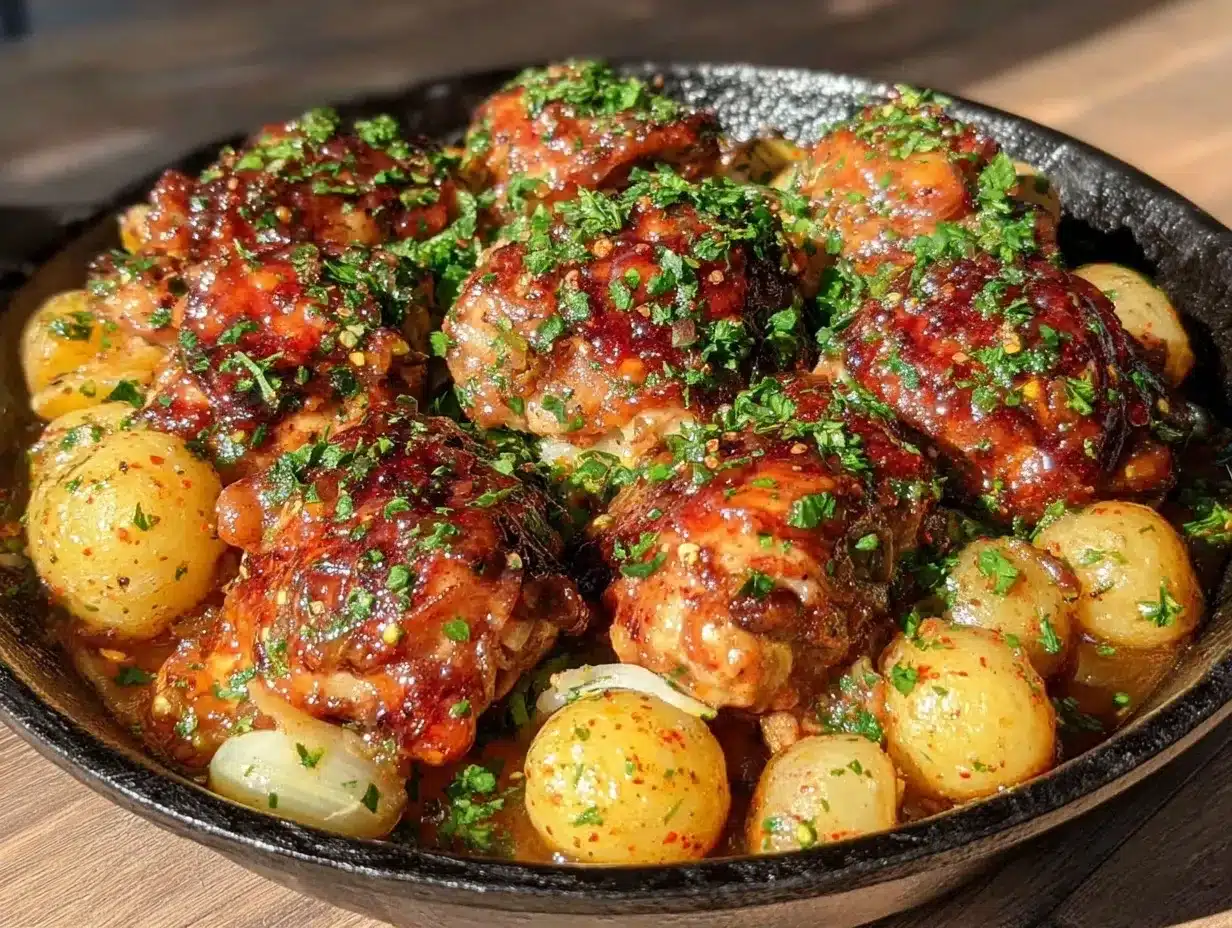 One Pan Garlic Butter Chicken and Potatoes: Easy Self-Care Meal 4 One Pan Garlic Butter Chicken and Potatoes preparation steps