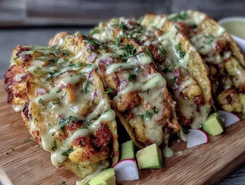 small-batch crockpot salsa verde chicken tacos - featured image